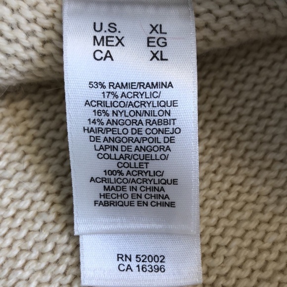 FIRST ISSUE A Liz Claiborne Cream Ramie/Angora Hair Sweater Size XL - Picture 10 of 12